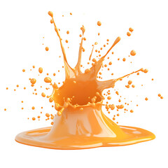 Poster - Orange liquid splashing and forming a crown shape, against a clear background
