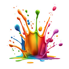 Wall Mural - vibrant and dynamic crown-like shape created by splashes of rainbow colored paint, isolated on trans