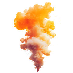 Aufkleber - Vibrant orange and white ink cloud swirling and dispersing on a clear background, forming a dynamic abstract visual