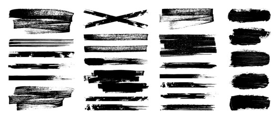 Fototapete - Great creative grunge box - paint texture, brushstrokes with spray splashes, highlighters, underline. Vector stencil lines, diverse brush strokes set. Hand drawn paint lines. Vector graphic set