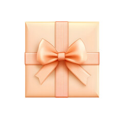 Aufkleber - Peach-colored gift box with a stylish ribbon and bow, on a clear background, ideal for a variety of design purposes