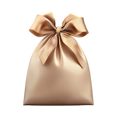Aufkleber - Realistic golden silk gift bag with a stunning bow, on a clear background, ideal for special celebrations