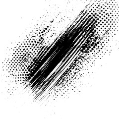Leinwandbilder - Grunge textured design element: black brush strokes and halftone dots on transparent background in diagonal pattern