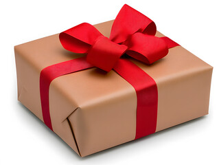 Delightful Gift Wrapped in Brown Paper With a Vibrant Red Bow for Special Occasions