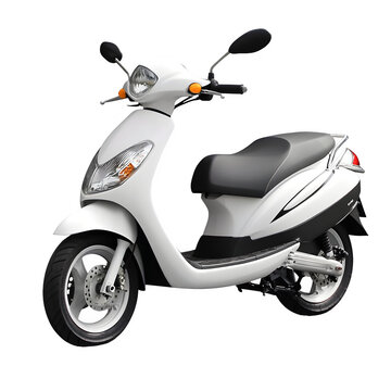Contemporary white scooter on clear background, ideal for transportation and urban mobility concepts