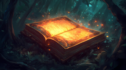 Wall Mural - mystical tome aglow with stories from ancient times, holding secrets within its pages. arcane. illus