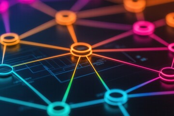 peak energy capacity concept, a vibrant abstract network of colorful nodes and connections, symboliz