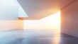 © PPS - Abstract modern architecture interior with sunset light.