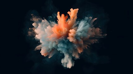 Wall Mural - abstract colorful ink exploding in dark background