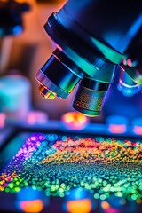 Fototapete - Artistic Close-Up of Illuminated Microscopic Particles in Laboratory Setting : Generative AI