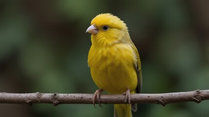  Yellow bird perched on a branch.
