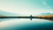 © FalseMercury - Quiet moments by the lake with rippling water as a person skips stones on Earth Day