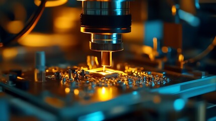 Leinwandbilder - Advanced Circuit Board Examination Under Laser Microscope Lighting : Generative AI