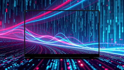 Abstract background of binary code and digital data flowing on a computer screen, data, technology, programming, internet, information