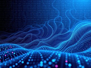 An abstract background of digital binary code flowing across a dark screen, information, data, computer, technology