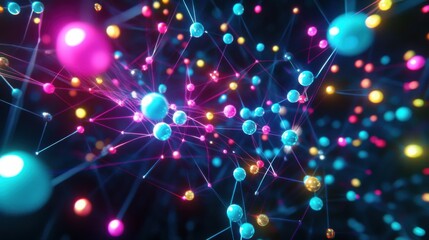 Wall Mural - Colorful Abstract Background of Dots and Lines in Motion