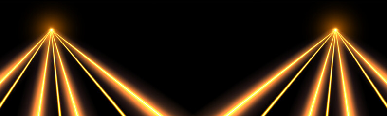 Wall Mural - orange laser beams, concert or nightclub spotlights light effect. lasers in motion, abstract perspec