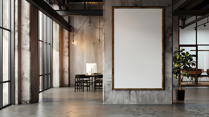 Poster - Industrial Chic: Blank Canvas in Modern Loft Office 