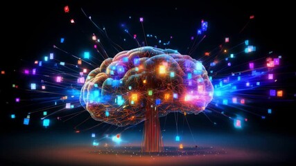 Wall Mural - concept of big data emerging from an isolated human brain: aesthetic visualization in a data-driven 