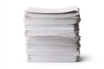 Fototapete - Large stack of blank paper sheets on white background