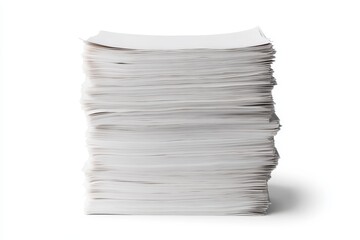Aufkleber - Towering stack of blank white paper sheets on a plain background