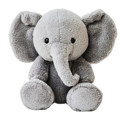 Wall Mural - Soft gray elephant plush for playtime, cut out - stock png.