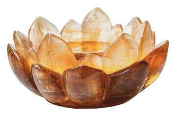 Wall Mural - Elegant lotus bowl made of amber crystal, cut out - stock png.