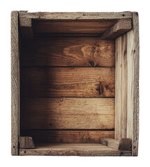 Wall Mural - Wooden box with rustic charm from above view, cut out - stock png.