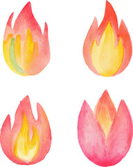 Wall Mural - Colorful watercolor flames in vibrant hues.