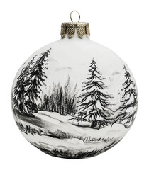 Wall Mural - ornament featuring winter landscape with trees, cut out - stock png.
