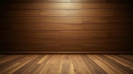 Wall Mural - Dark brown wood wall and floor interior design background