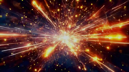 Wall Mural - indistinct fireworks burst in night sky.