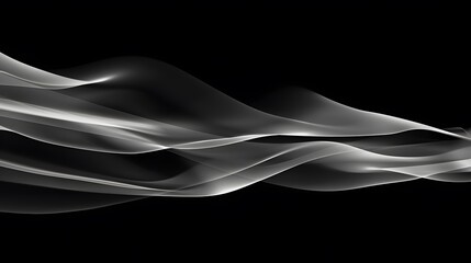 Wall Mural - abstract grayscale flowing wave design on black background