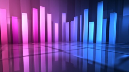 Poster - Colorful Abstract Bar Graphs on Reflective Surface Background
