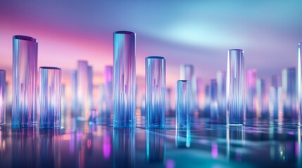 Aufkleber - Ethereal Abstract Glass Cylinders with Colorful Gradient Background
