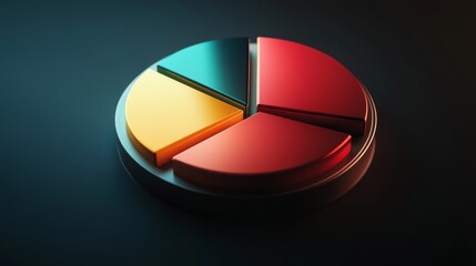 Leinwandbilder - Colorful Segmented Pie Chart Design on Dark Background for Presentation