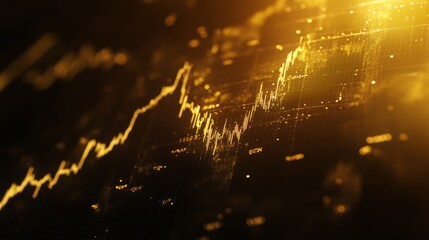 Poster - Abstract Financial Data Visualization with Glowing Gold Lines