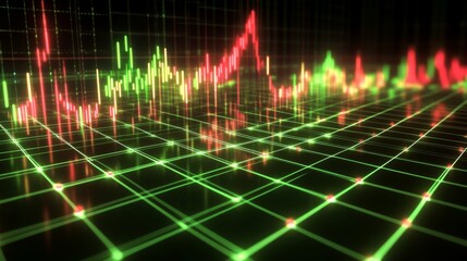 Leinwandbilder - Abstract Financial Graph of Market Trends with Colorful Candlesticks