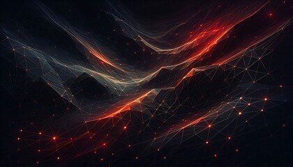 Abstract Dark Red Orange Network Landscape