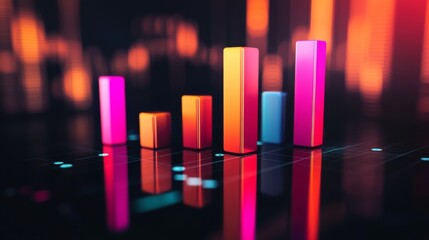 Aufkleber - Colorful 3D Bar Graph Displaying Statistical Data Trends Abstract