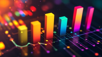 Poster - Colorful Bar Graphs with Data Trends and Abstract Background