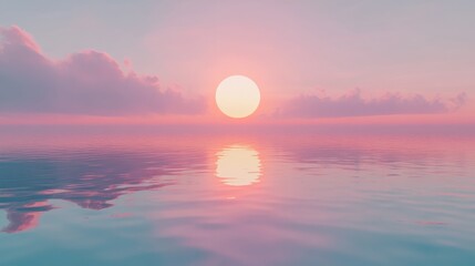 Wall Mural - serene sunset over calm water with soft reflections