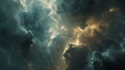 Wall Mural - mesmerizing image of a nebula, showcasing swirling clouds of gas and dust, illuminated by distant st