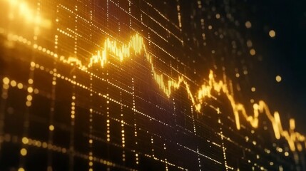 Leinwandbilder - Golden Financial Data Visualization with Abstract Graph Lines