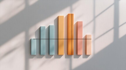 Poster - Minimalist abstract bar graph with pastel colors and shadows