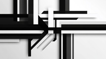 Aufkleber - Modern Abstract Design of Black and White Geometric Lines