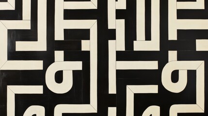 Aufkleber - Intricate Geometric Pattern in Black and White on Canvas Surface