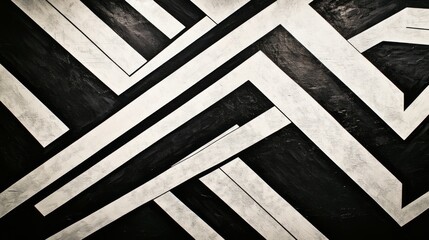 Aufkleber - Abstract Black and White Geometric Patterns on Wall Surface