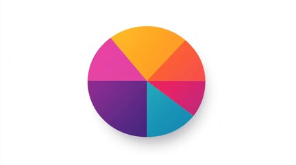 Poster - Colorful Geometric Circle with Six Distinct Sections of Bright Hues