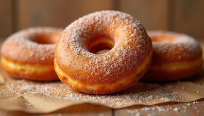 Canvas Print -  Deliciously dusted doughnuts ready to be savored